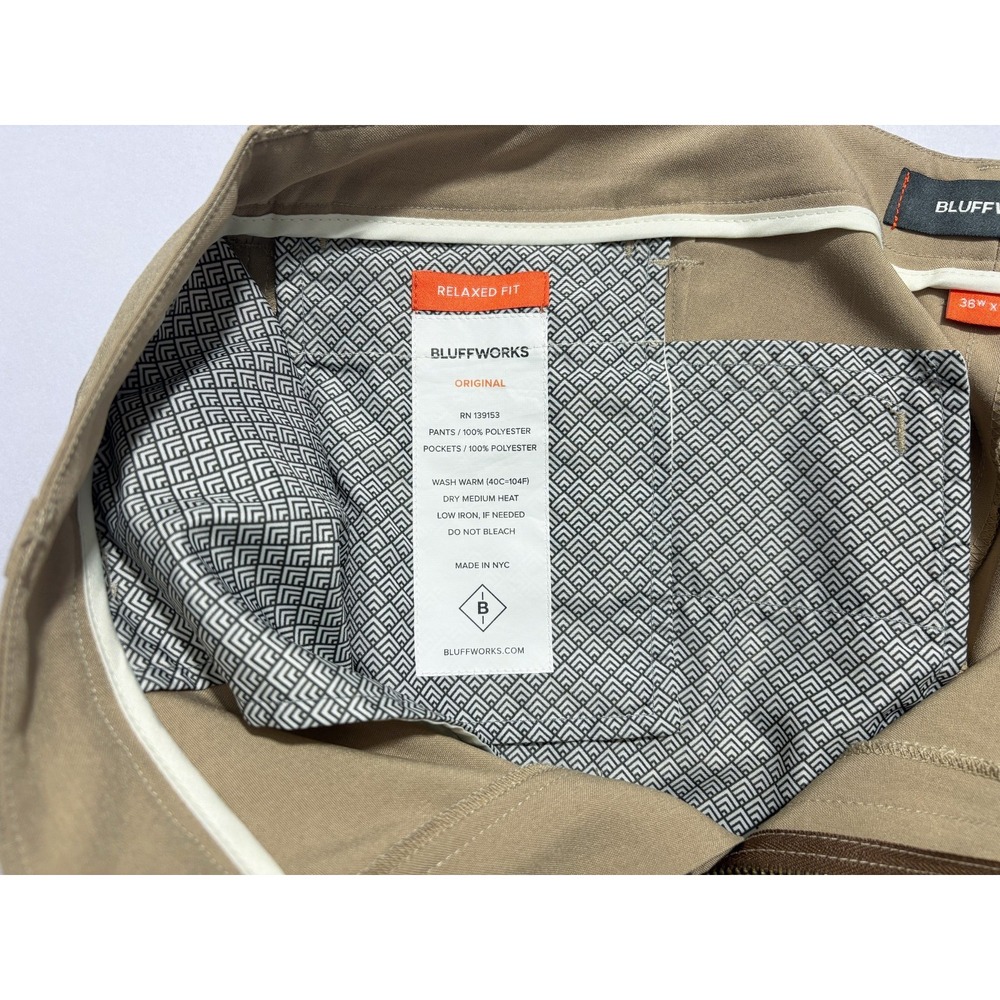 Bluffworks Pants Relaxed Fit Khaki Work Performance Golf Mens 36x36 (Act. 36x35) - Picture 7 of 11